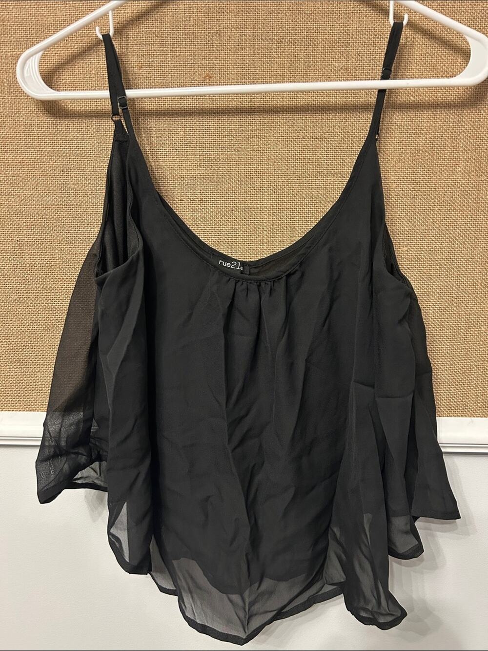 Rue21 Black Chiffon Cold-Shoulder Cami